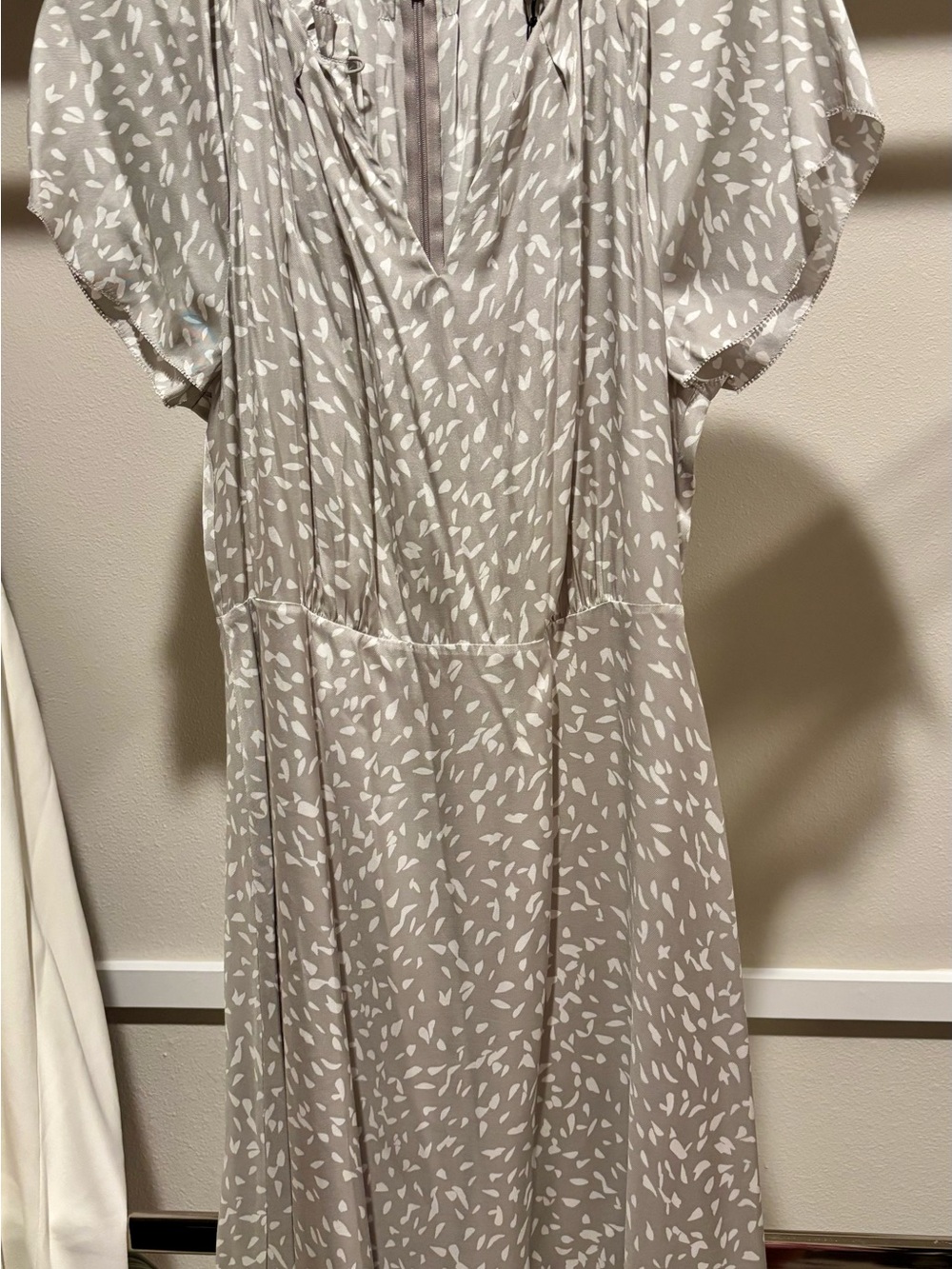 Rebecca Taylor Taupe and White Printed Midi Dress